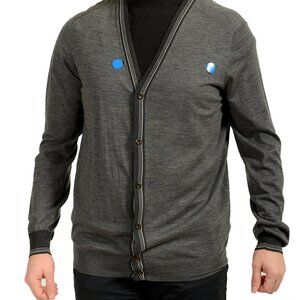 Prada Men's Gray Wool Silk Cardigan Sweater